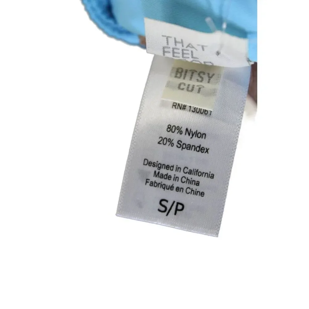 L Space Womens Bralette Bottom Bitsy Cheeky High Waisted Bottom Blue Size S